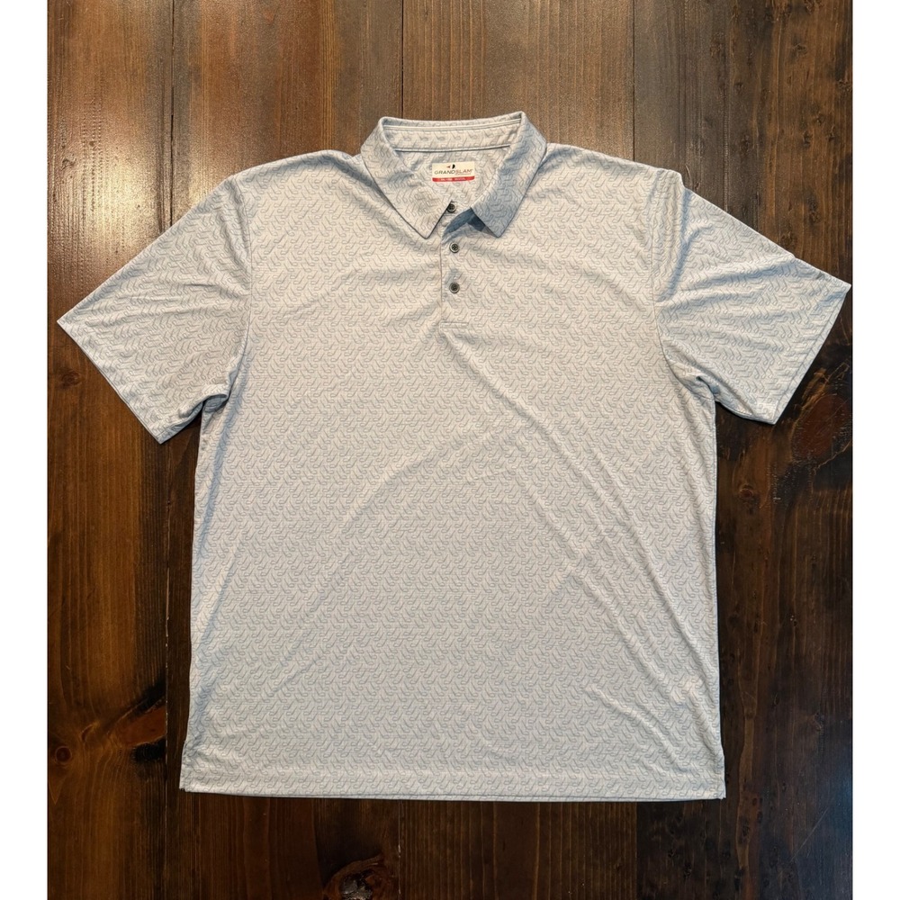 Grand Slam Performance Mens XXL Blue Golf Club Print Polo Shirt Short Sleeve
